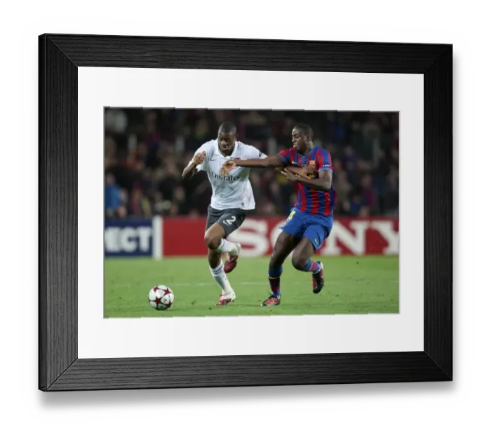 Framed Print : Abou Diaby (Arsenal) Yaya Toure (Barcelona). Barcelona 4: 1 Arsenal. UEFA Champions League