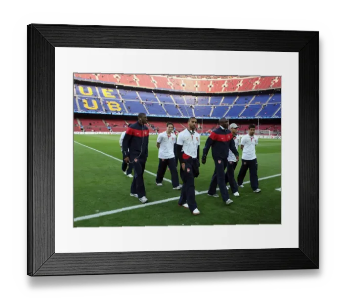 Framed Print : Abou Diaby, Armand Traore and Sol Campbell (Arsenal). Barcelona 4: 1 Arsenal