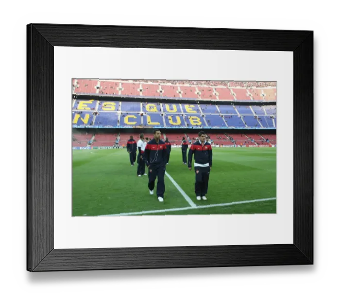Framed Print : Craig Eastmond and Fran Merida (Arsenal). Barcelona 4: 1 Arsenal. UEFA Champions League