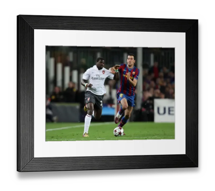 Framed Print : Barcelona's Basquets Overpowers Arsenal's Eboue: UEFA Champions League Quarterfinal Showdown at Nou Camp (4-1) Framed Print : Barcelona's Basquets Overpowers Arsenal's Eboue: UEFA Champions League Quarterfinal Showdown at Nou Camp (4-1)