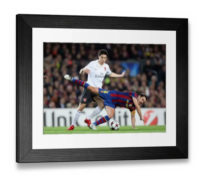 Framed Print : Samir Nasri (Arsenal) Xavi (Barcelona). Barcelona 4: 1 Arsenal. UEFA Champions League Framed Print : Samir Nasri (Arsenal) Xavi (Barcelona). Barcelona 4: 1 Arsenal. UEFA Champions League