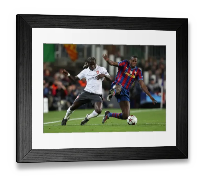 Framed Print : Bacary Sagna (Arsenal) Yaya Toure (Barcelona). Barcelona 4: 1 Arsenal. UEFA Champions League
