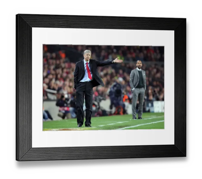 Framed Print : Arsene Wenger the Arsenal Manager. Barcelona 4: 1 Arsenal. UEFA Champions League