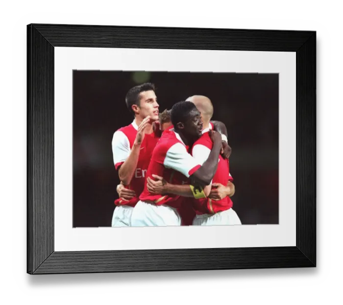 Framed Print : Freddie Ljungberg is congratulated on scoring Arsenal s