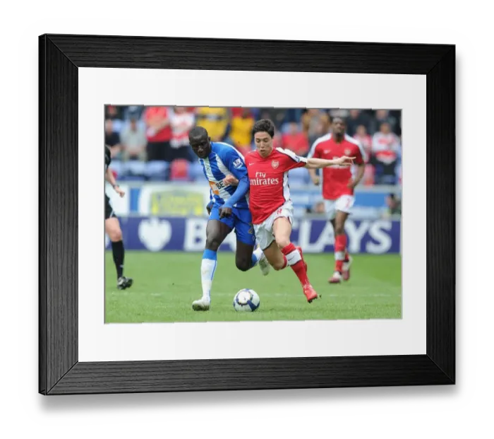 Framed Print : Nasri vs Diame: Wigan Athletic's Surprise 3-2 Victory Over Arsenal, FA Premier League, 2010