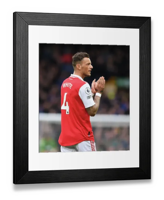 Framed Print : Arsenal's Ben White Gears Up for Everton Battle in Premier League Clash (2022-23)