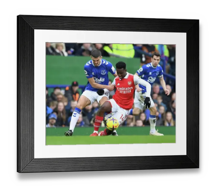 Framed Print : Eddie Nketiah vs Conor Coady: Intense Clash Between Everton and Arsenal in Premier League