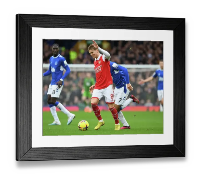 Framed Print : Odegaard vs McNeil: A Premier League Showdown at Goodison Park Framed Print : Odegaard vs McNeil: A Premier League Showdown at Goodison Park
