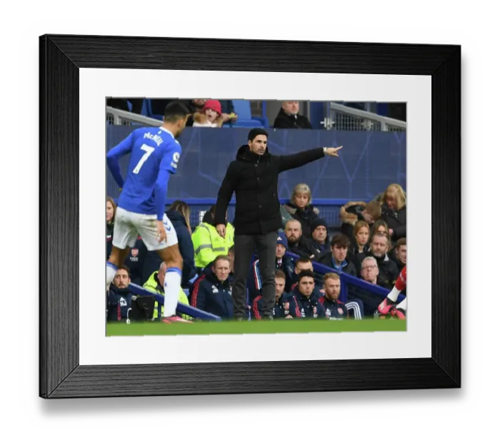 Framed Print : Mikel Arteta at Goodison Park: Arsenal vs Everton, Premier League 2022-23