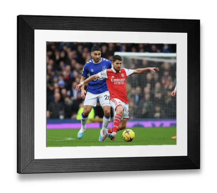 Framed Print : Jorginho Breaks Past Neal Maupay: Arsenal's Thrilling Victory Over Everton in the Premier League