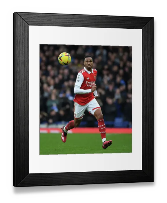 Framed Print : Gabriel's Battle: Everton vs. Arsenal, Premier League 2022-23 - A Football Rivalry Unfolds