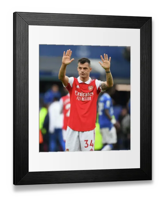 Framed Print : Granit Xhaka's Heartfelt Applause: Everton vs. Arsenal, Premier League 2022-23 Framed Print : Granit Xhaka's Heartfelt Applause: Everton vs. Arsenal, Premier League 2022-23