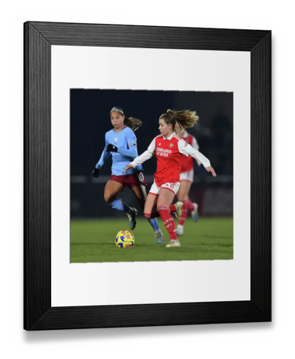 Framed Print : Pelova vs. Castellanos: A Tight Battle in Arsenal's FA Women's League Cup Semi-Final Against Manchester City