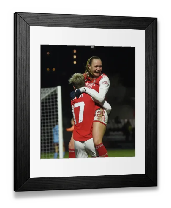 Framed Print : Arsenal Women Celebrate Goal Against Manchester City in FA WSL Cup Semi-Final Framed Print : Arsenal Women Celebrate Goal Against Manchester City in FA WSL Cup Semi-Final