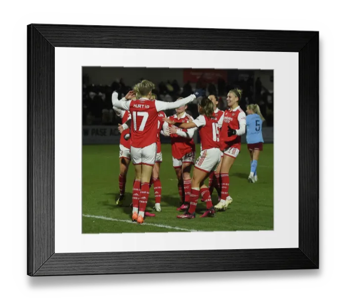 Framed Print : Arsenal Women vs Manchester City Women: Celebrating a Goal in FA WSL Conti Cup Semi-Final Framed Print : Arsenal Women vs Manchester City Women: Celebrating a Goal in FA WSL Conti Cup Semi-Final