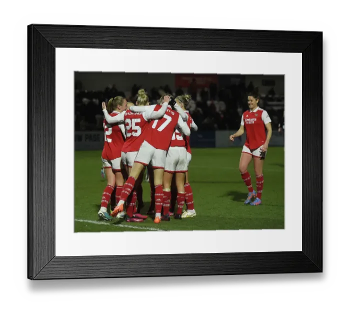 Framed Print : Arsenal Women vs Manchester City Women: Celebrating a Goal in the FA WSL Continental Tyres League Cup Semi-Final