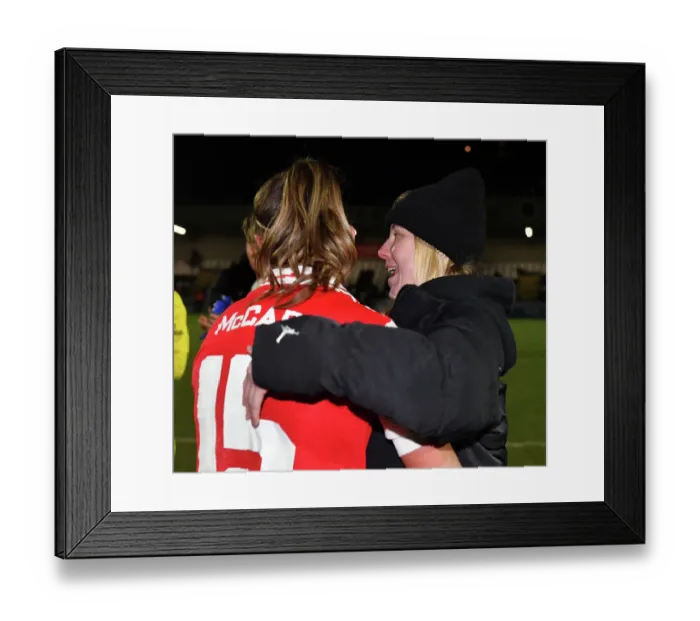 Framed Print : Arsenal Women Celebrate FA WSL Cup Semi-Final Win Against Manchester City