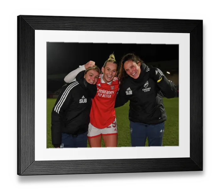 Framed Print : Arsenal Women Celebrate FA WSL Cup Semi-Final Victory Over Manchester City