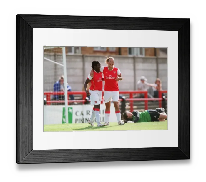 Framed Print : Anita Asante celebrates scoring for Arsenal with Lianne Sanderson
