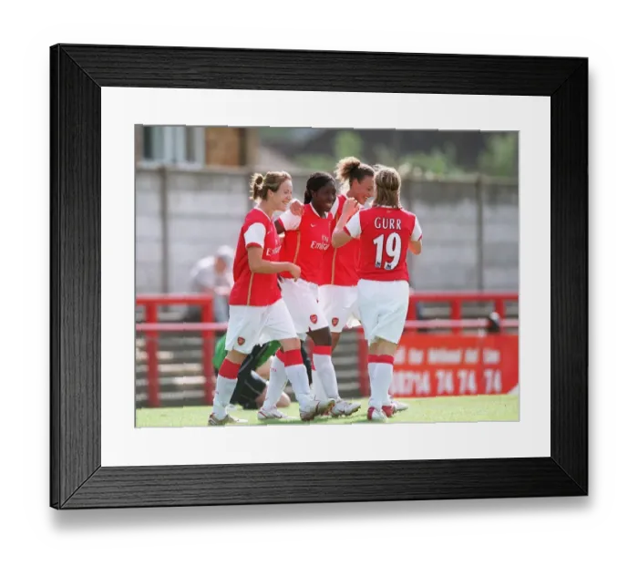 Framed Print : Anita Asante celebrates scoring for Arsenal with Gemma Davison Framed Print : Anita Asante celebrates scoring for Arsenal with Gemma Davison