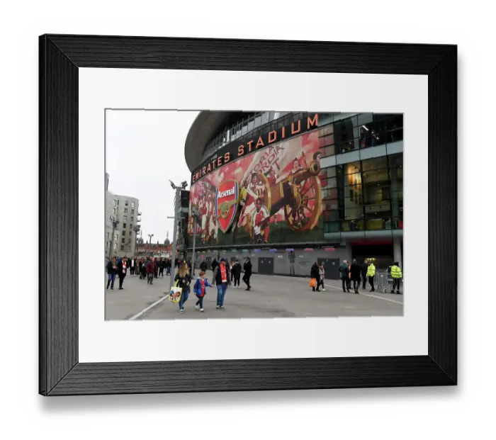 Framed Print : Arsenal Fans Gather Outside Emirates Stadium Ahead of Premier League Clash Against Brentford, 2023 Framed Print : Arsenal Fans Gather Outside Emirates Stadium Ahead of Premier League Clash Against Brentford, 2023