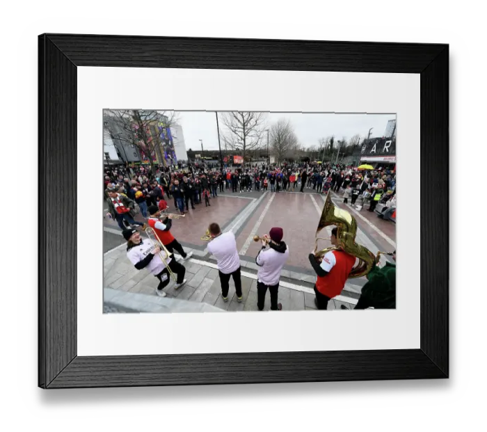 Framed Print : Brass Band Performs at Arsenal's Emirates Stadium Before Arsenal v Brentford Match, Premier League 2022-23