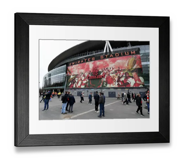 Framed Print : Arsenal Fans Gather Before Arsenal vs. Brentford Premier League Match, Emirates Stadium, London, 2023