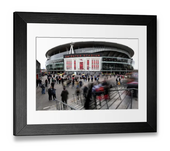 Framed Print : Arsenal Fans Gather Outside Emirates Stadium Ahead of Arsenal v Brentford Premier League Clash, London 2023 Framed Print : Arsenal Fans Gather Outside Emirates Stadium Ahead of Arsenal v Brentford Premier League Clash, London 2023