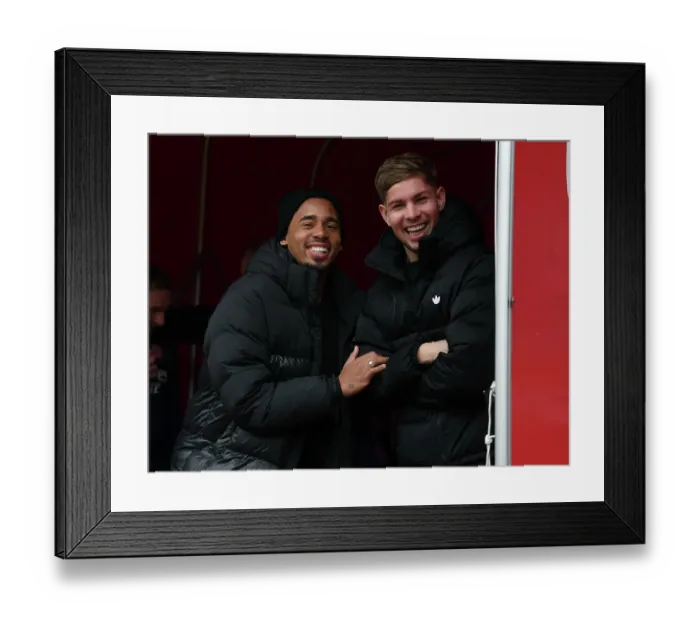 Framed Print : Arsenal FC: Gabriel Jesus and Emile Smith Rowe Pre-Match Chat at Emirates Stadium (Arsenal v Brentford, 2022-23) Framed Print : Arsenal FC: Gabriel Jesus and Emile Smith Rowe Pre-Match Chat at Emirates Stadium (Arsenal v Brentford, 2022-23)