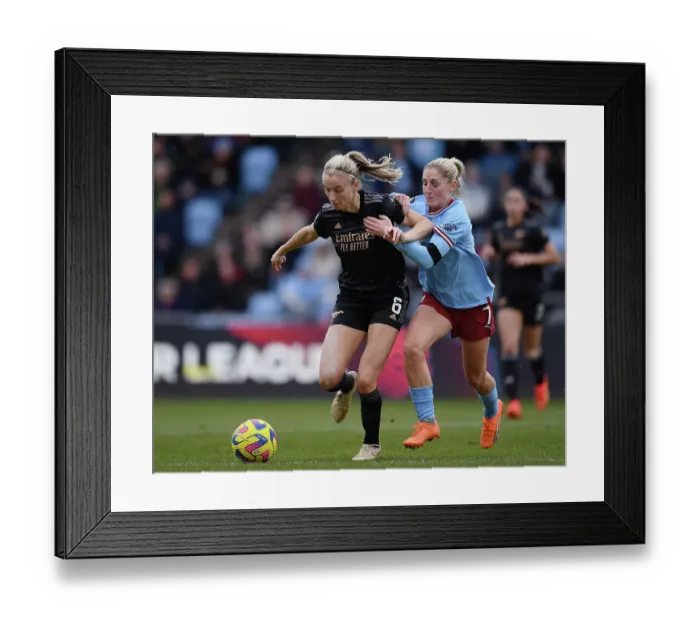 Framed Print : Battle in the FA Women's Super League: Manchester City vs. Arsenal - A Clash of Titans Framed Print : Battle in the FA Women's Super League: Manchester City vs. Arsenal - A Clash of Titans