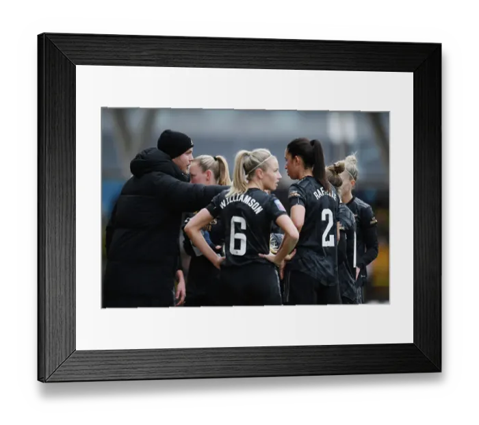 Framed Print : Arsenal Women's Coach Jonas Eidevall Gives Instructions vs Manchester City (Manchester City Women vs Arsenal Women, FA Women's Super League 2022-23)