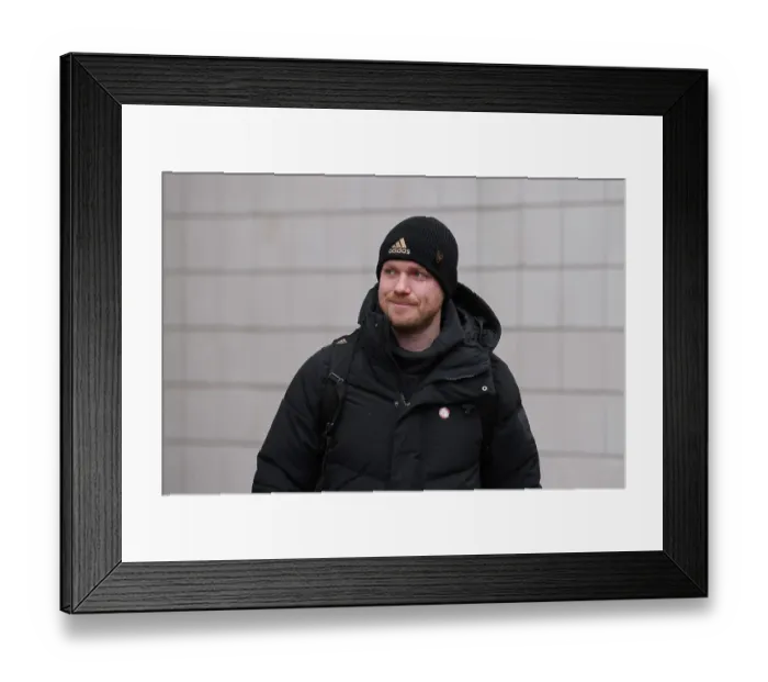 Framed Print : Arsenal's Jonas Eidevall Arrives at Manchester City's The Academy Stadium Ahead of FA Women's Super League Clash