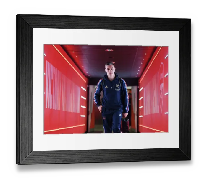 Framed Print : Arsenal's Trossard Arrives at Emirates Stadium Ahead of Arsenal v Brentford Premier League Clash Framed Print : Arsenal's Trossard Arrives at Emirates Stadium Ahead of Arsenal v Brentford Premier League Clash