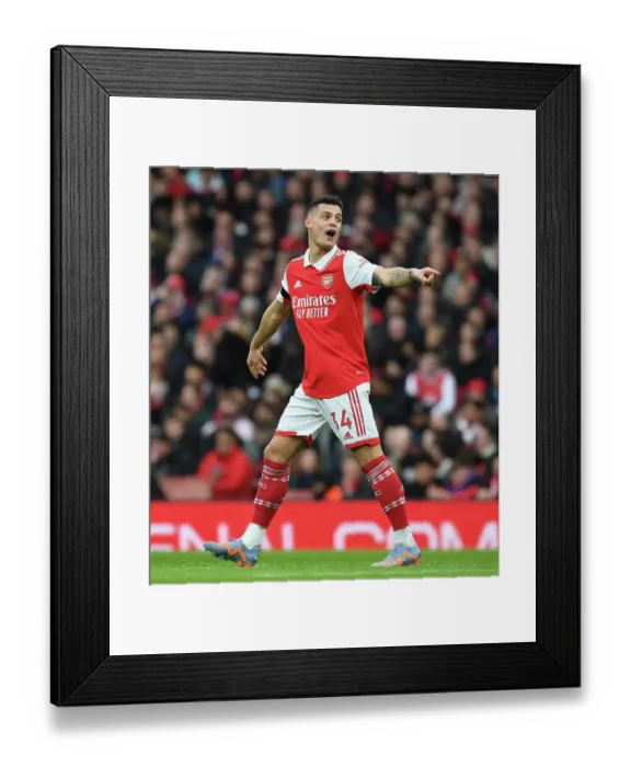 Framed Print : Granit Xhaka in Action: Arsenal vs. Brentford, Premier League 2022-23
