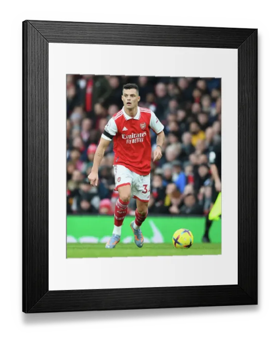 Framed Print : Granit Xhaka: Arsenal's Midfield Maestro at Emirates Stadium - Arsenal vs. Brentford, 2023