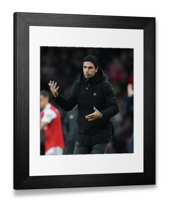 Framed Print : Mikel Arteta Leads Arsenal in Premier League Battle against Brentford