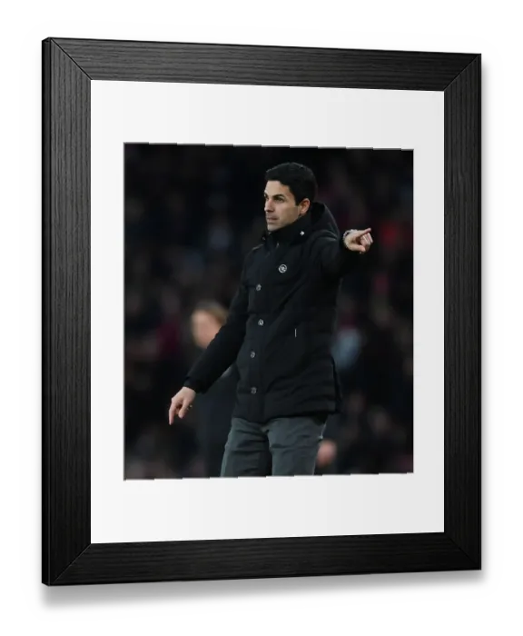 Framed Print : Mikel Arteta Leads Arsenal in Premier League Clash Against Brentford