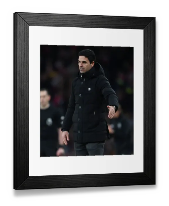 Framed Print : Mikel Arteta Leads Arsenal Against Brentford in Premier League Clash, Emirates Stadium, London, 2023