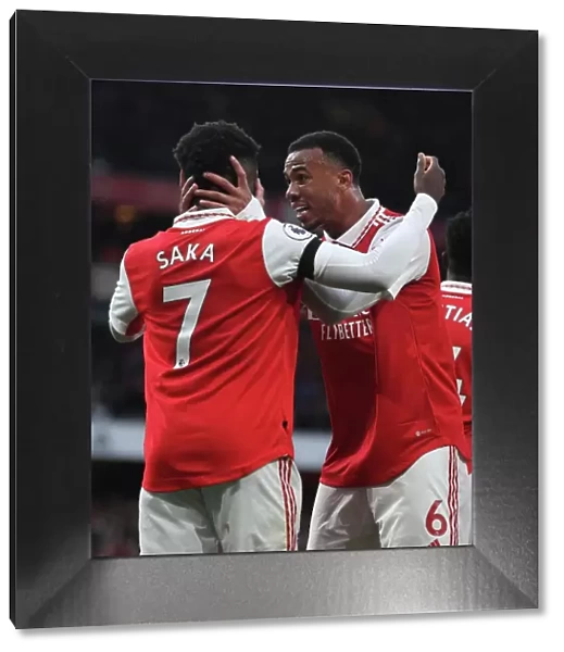 Arsenal's Saka and Gabriel Clash in Intense Battle at Emirates: Arsenal vs. Brentford, Premier League 2022-23