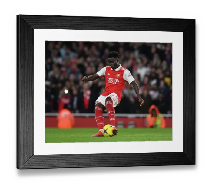 Framed Print : Arsenal's Bukayo Saka Scores Penalty Against Manchester City in 2022-23 Premier League
