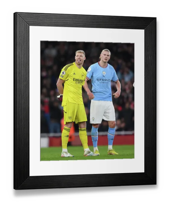 Framed Print : Arsenal vs Manchester City: Haaland and Ramsdale Clash in Premier League Showdown at Emirates Stadium