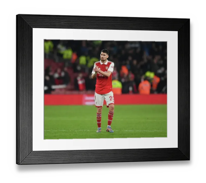 Framed Print : Arsenal's Jorginho Celebrates with Fans after Arsenal vs Manchester City, Premier League 2022-23