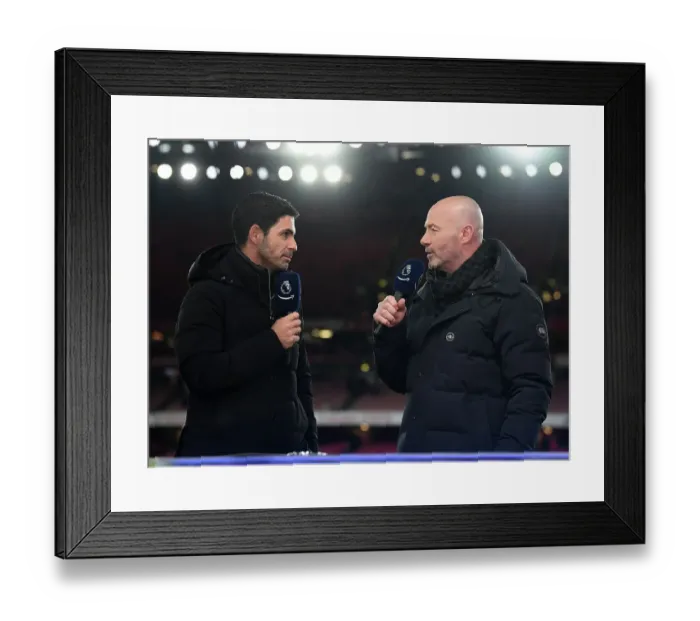 Framed Print : Arsenal Manager Mikel Arteta Pre-Match Interview vs Manchester City (2022-23) Framed Print : Arsenal Manager Mikel Arteta Pre-Match Interview vs Manchester City (2022-23)