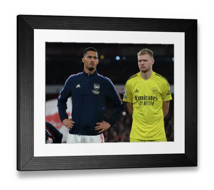 Framed Print : Arsenal FC: Saliba and Ramsdale Prepare for Manchester City Showdown (2022-23)