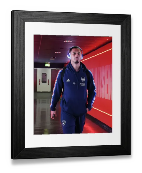 Framed Print : William Saliba's Pre-Match Focus: Arsenal vs Manchester City, Premier League 2022-23 Framed Print : William Saliba's Pre-Match Focus: Arsenal vs Manchester City, Premier League 2022-23