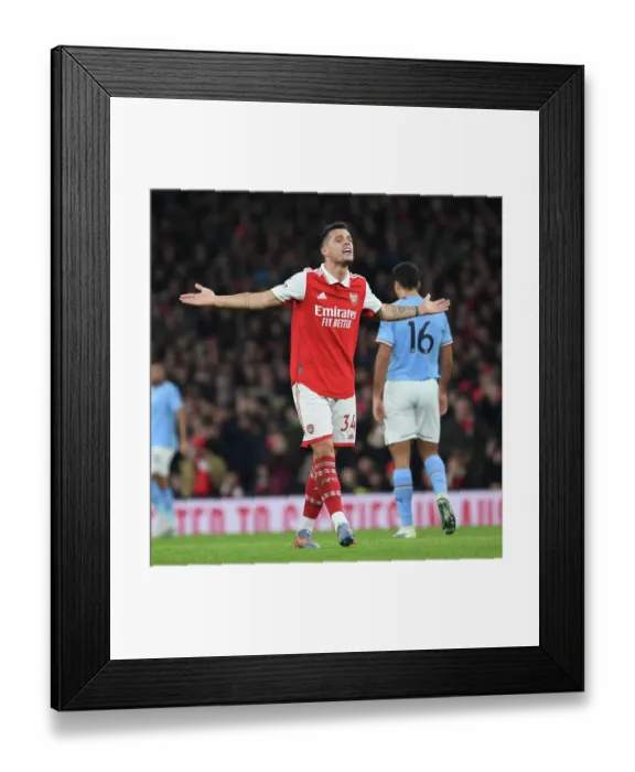 Framed Print : Granit Xhaka: Arsenal's Midfield Mastermind in Action Against Manchester City, Premier League 2022-23