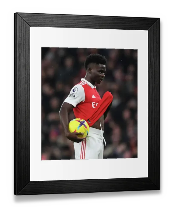 Framed Print : Arsenal's Bukayo Saka Takes Penalty Against Manchester City - Premier League 2022-23