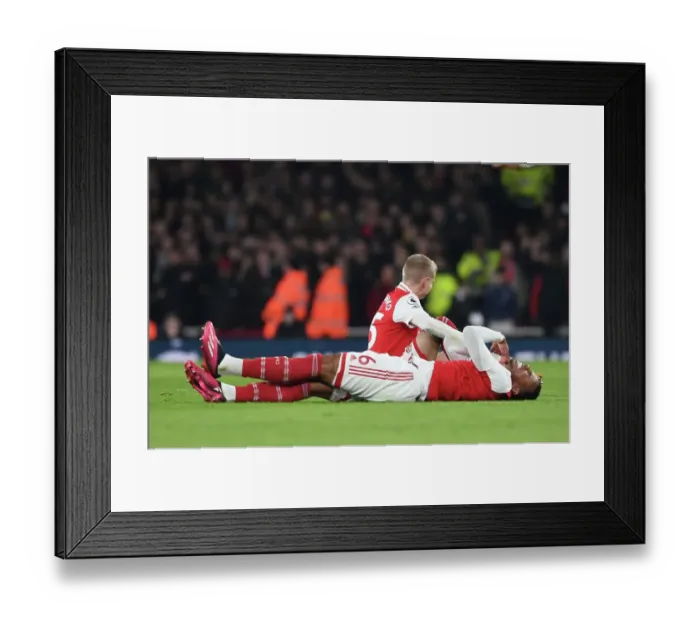 Framed Print : Gabriel Stands Firm: Arsenal vs. Manchester City Showdown