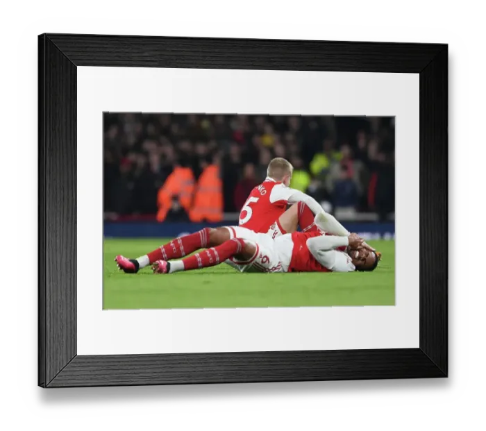 Framed Print : Arsenal's Gabriel Stands Firm Against Manchester City: The Intense Battle of Emirates Stadium Framed Print : Arsenal's Gabriel Stands Firm Against Manchester City: The Intense Battle of Emirates Stadium