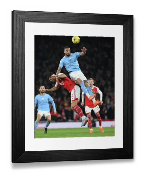 Framed Print : Clash at the Emirates: Xhaka vs. Walker - Arsenal vs. Manchester City (2022-23)